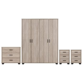 Oliver 4 Door Wardrobe Bedroom Set - L52 x W190 x H153 cm - Light Oak
