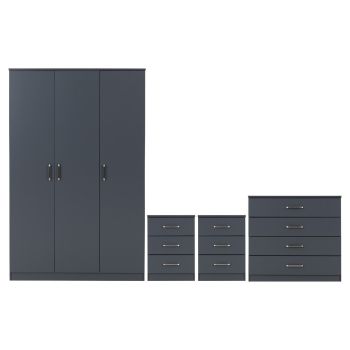 Dakota 3 Door Wardrobe Bedroom Set - L48 x W175 x H110 cm - Dark Grey