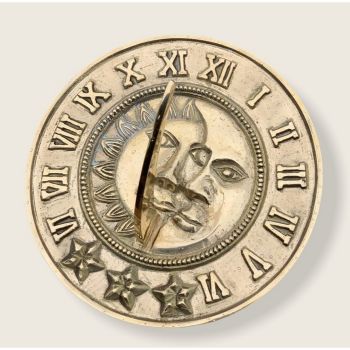 Brass Sun & Moon Sundial Garden Ornament - 8 Inch Dia