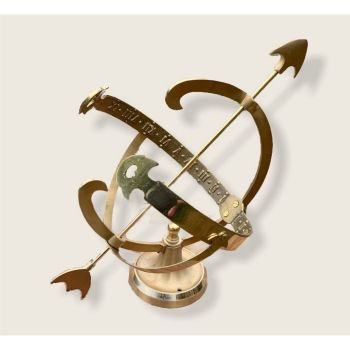 Large Brass Armillary Garden Ornament - 16 Inch