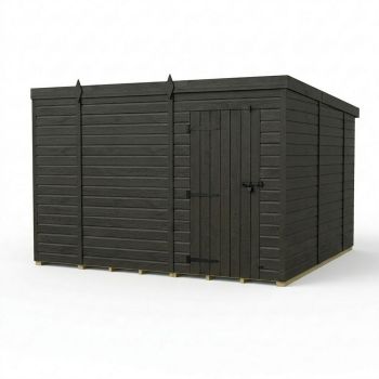 10ft x 10ft Composite Pent Garden Shed Single Door No Windows - Composite - L305 x W305 x H210 cm - Grey