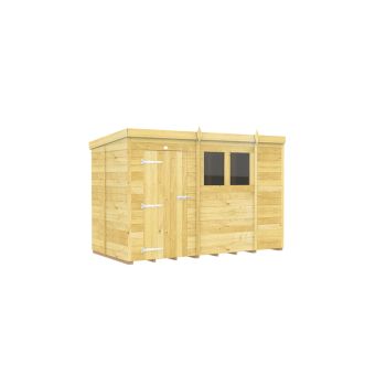 10 x 5 Feet Pent Shed - Single Door With Windows - Wood - L147 x W302 x H201 cm