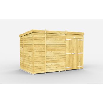 10 x 7 Feet Pent Shed - Double Door Without Windows - Wood - L214 x W302 x H201 cm