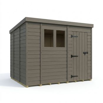 10ft x 9ft Composite Pent Garden Shed Single Door With Windows - Composite - L305 x W274 x H210 cm - Grey