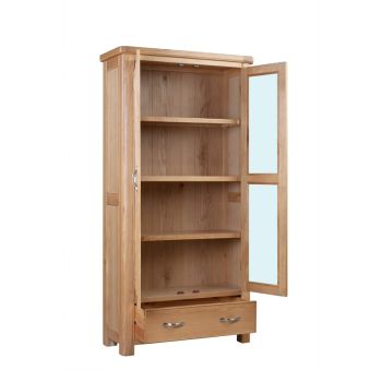 Bologna Display Cabinet with Glass Doors - D37 x W90 x H180 cm - Oak