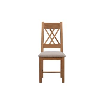Bologna Oak Pair of Natural Oak Dining Chairs - Fabric Seat - L48 x W66 x H109 cm