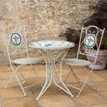 Floral Mosaic Bistro Set - Cream