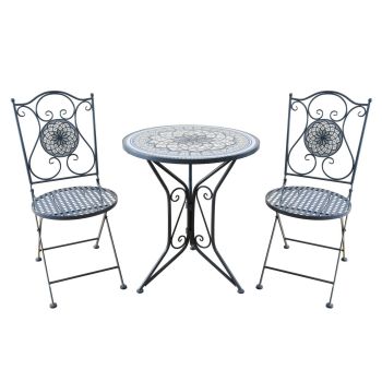 Spiral Mosaic Bistro Set - Dark Blue