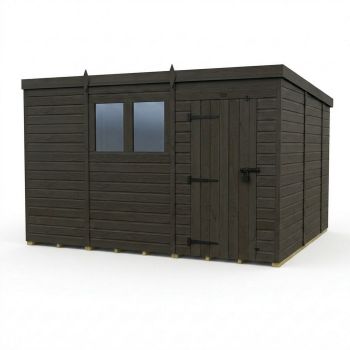 11ft x 10ft Composite Pent Garden Shed Single Door With Windows - Composite - L335 x W305 x H210 cm - Grey