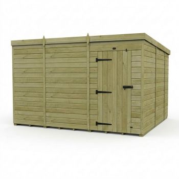 11ft x 10ft Pent Garden Shed Single Door No Windows - Pressure Treated Timber - L335 x W305 x H210 cm - Natural