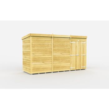 11 x 4 Feet Pent Shed - Double Door Without Windows - Wood - L118 x W329 x H201 cm