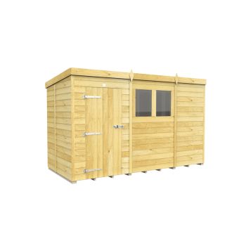 11 x 5 Feet Pent Shed - Single Door With Windows - Wood - L147 x W329 x H201 cm