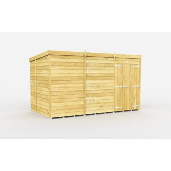 11 x 7 Feet Pent Shed - Double Door Without Windows - Wood - L214 x W329 x H201 cm