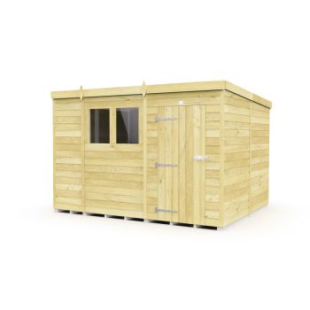 11 x 8 Feet Pent Shed - Single Door With Windows - Wood - L231 x W329 x H201 cm