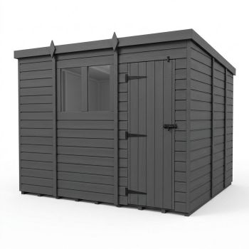 11ft x 9ft Composite Pent Garden Shed Single Door With Windows - Composite - L335 x W274 x H210 cm - Grey
