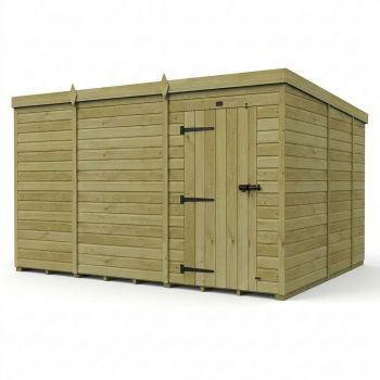 11ft x 9ft Pent Garden Shed Single Door No Windows - Pressure Treated Timber - L335 x W274 x H210 cm - Natural