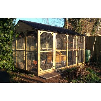 All Cooped Up Poultry/Pet run - 12 foot x 6ft x 6 foot Onduline apex roof - 3/4" x 3/4" 16 gauge, galvanised wire mesh