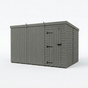 12ft x 10ft Composite Pent Garden Shed Single Door No Windows - Composite - L366 x W305 x H210 cm - Grey