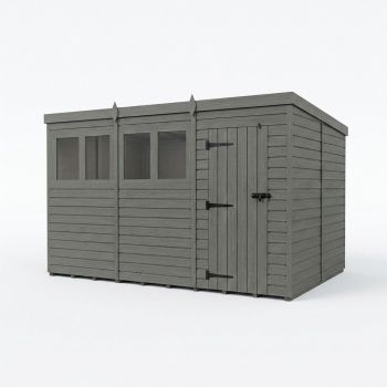 12ft x 10ft Composite Pent Garden Shed Single Door With Windows - Composite - L366 x W305 x H210 cm - Grey