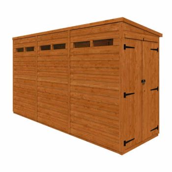 12x4 Flex Pent Security Doubel Door 12mm Flex - L353.8 x W115 x H203 cm - Solid Wood/Softwood/Pine - Burnt Orange
