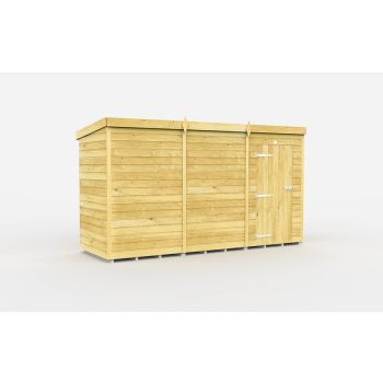 12 x 4 Feet Pent Shed - Single Door Without Windows - Wood - L118 x W358 x H201 cm