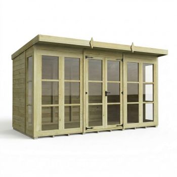 12ft x 6ft Georgian Pent Summer House - Pressure Treated Timber - L366 x W183 x H210 cm - Natural