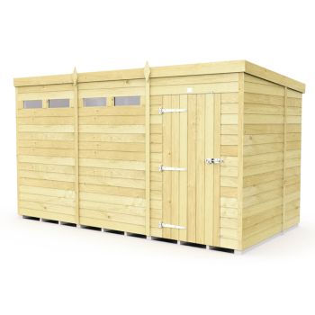 12 x 7 Feet Pent Security Shed - Single Door - Wood - L214 x W358 x H201 cm