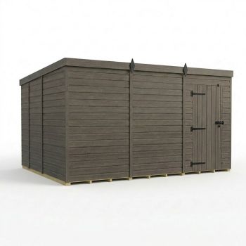 12ft x 9ft Composite Pent Garden Shed Single Door No Windows - Composite - L366 x W274 x H210 cm - Grey