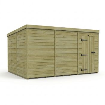 12ft x 9ft Pent Garden Shed Single Door No Windows - Pressure Treated Timber - L366 x W274 x H210 cm - Natural