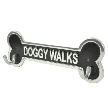 30cm Doggy Walks Wall Hook - Aluminium - L5 x W30 x H10 cm