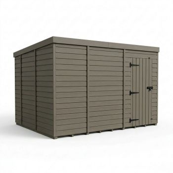 13ft x 10ft Composite Pent Garden Shed Single Door No Windows - Composite - L396 x W305 x H210 cm - Grey