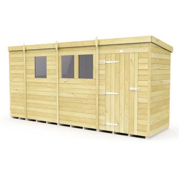 13 x 4 Feet Pent Security Shed - Double Door - Wood - L118 x W387 x H201 cm