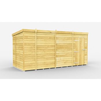 13 x 6 Feet Pent Shed - Single Door Without Windows - Wood - L178 x W387 x H201 cm
