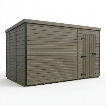 13ft x 9ft Composite Pent Garden Shed Single Door No Windows - Composite - L396 x W274 x H210 cm - Grey