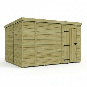 13ft x 9ft Pent Garden Shed Single Door No Windows - Pressure Treated Timber - L396 x W274 x H210 cm - Natural