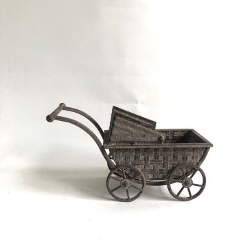31cm Decorative Planter with Wheels - Metal/Glass - L19 x W13 x H31 cm