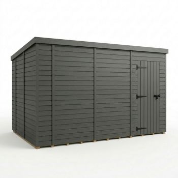 14ft x 10ft Composite Pent Garden Shed Single Door No Windows - Composite - L427 x W305 x H210 cm - Grey