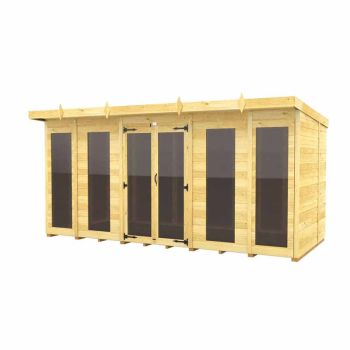 14ft x 6ft Pent Summer House (Full Height Window) - Wood - L178 x W417 x H201 cm