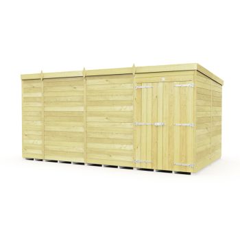 14 x 8 Feet Pent Shed - Double Door Without Windows - Wood - L231 x W417 x H201 cm