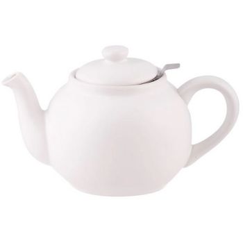 1.5L Teapot - Stoneware/Stainless Steel - L26 x W14.5 x H14.5 cm - White