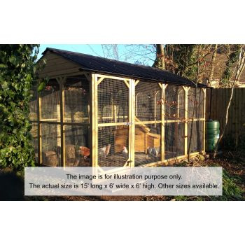 All Cooped Up Poultry/Pet run - 15 foot x 6ft x 6 foot Onduline apex roof - 3/4" x 3/4" 16 gauge, galvanised wire mesh