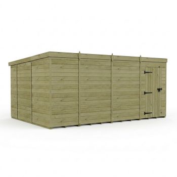 15ft x 10ft Pent Garden Shed Single Door No Windows - Pressure Treated Timber - L457 x W305 x H210 cm - Natural
