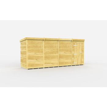 15 x 4 Feet Pent Shed - Single Door Without Windows - Wood - L118 x W454 x H201 cm