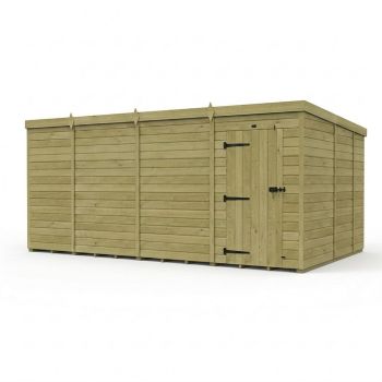 15ft x 9ft Pent Garden Shed Single Door No Windows - Pressure Treated Timber - L457 x W274 x H210 cm - Natural