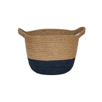 Geilo Lined Basket - Jute - L23 x W23 x H20 cm - Navy
