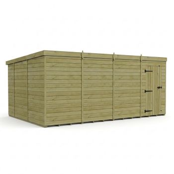 16ft x 10ft Pent Garden Shed Single Door No Windows - Pressure Treated Timber - L488 x W305 x H210 cm - Natural