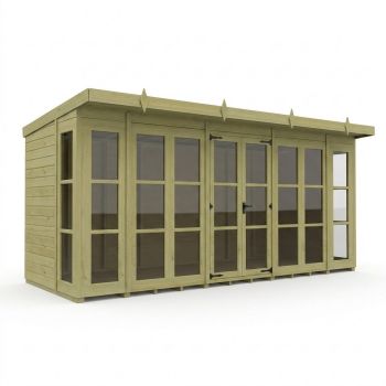 16ft x 6ft Georgian Pent Summer House - Pressure Treated Timber - L488 x W183 x H210 cm - Natural
