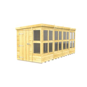 16 x 6 Feet Pent Potting Shed - Wood - L178 x W474 x H201 cm