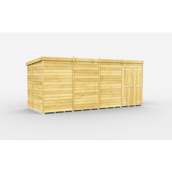 16 x 7 Feet Pent Shed - Double Door Without Windows - Wood - L214 x W474 x H201 cm