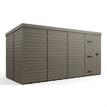 16ft x 9ft Composite Pent Garden Shed Single Door No Windows - Composite - L488 x W274 x H210 cm - Grey